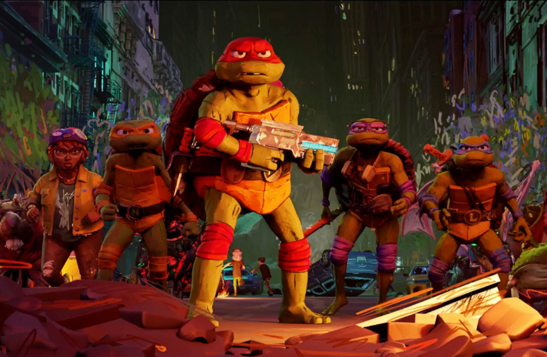 Eine Szene aus dem Film "Teenage Mutant Ninja Turtles: Mutant Mayhem" – 5